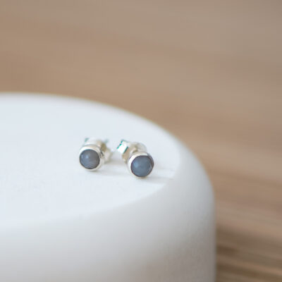 Silver studs with Moonstone