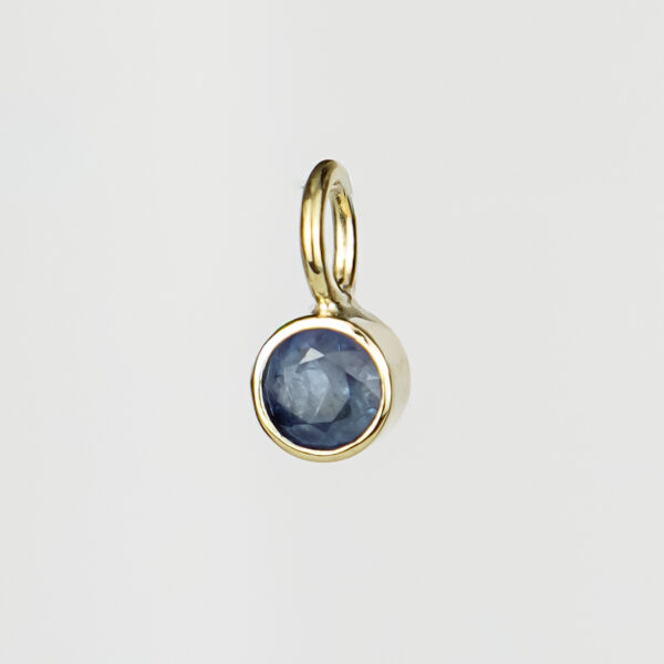 One of a kind gold pendant with blue sapphire - handmade in 14k gold.