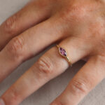 Marquis ring with rhodolite garnet
